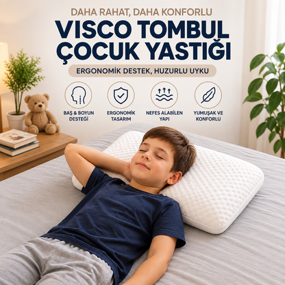 Çocuklar İçin Ortopedik Visco Tombul Yastık Boyun Destekli Terletmeyen Ergonomik Uyku Yastığı