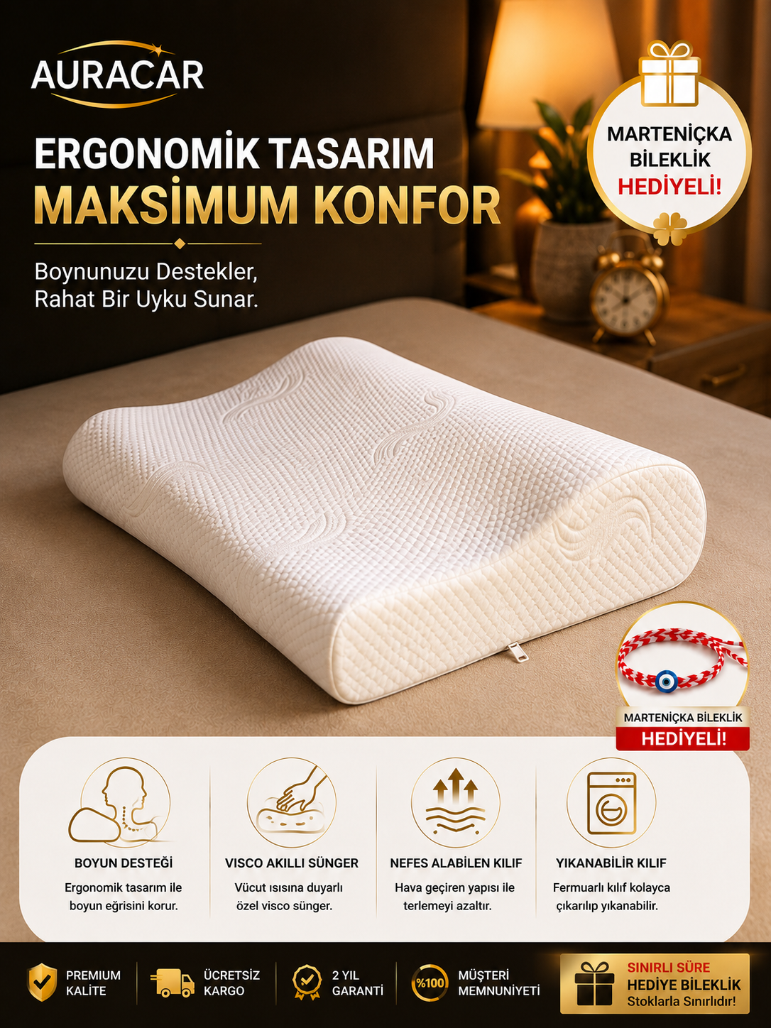 Ortopedik Visco Yastık - Ağrılara Özel Lüks Yastık